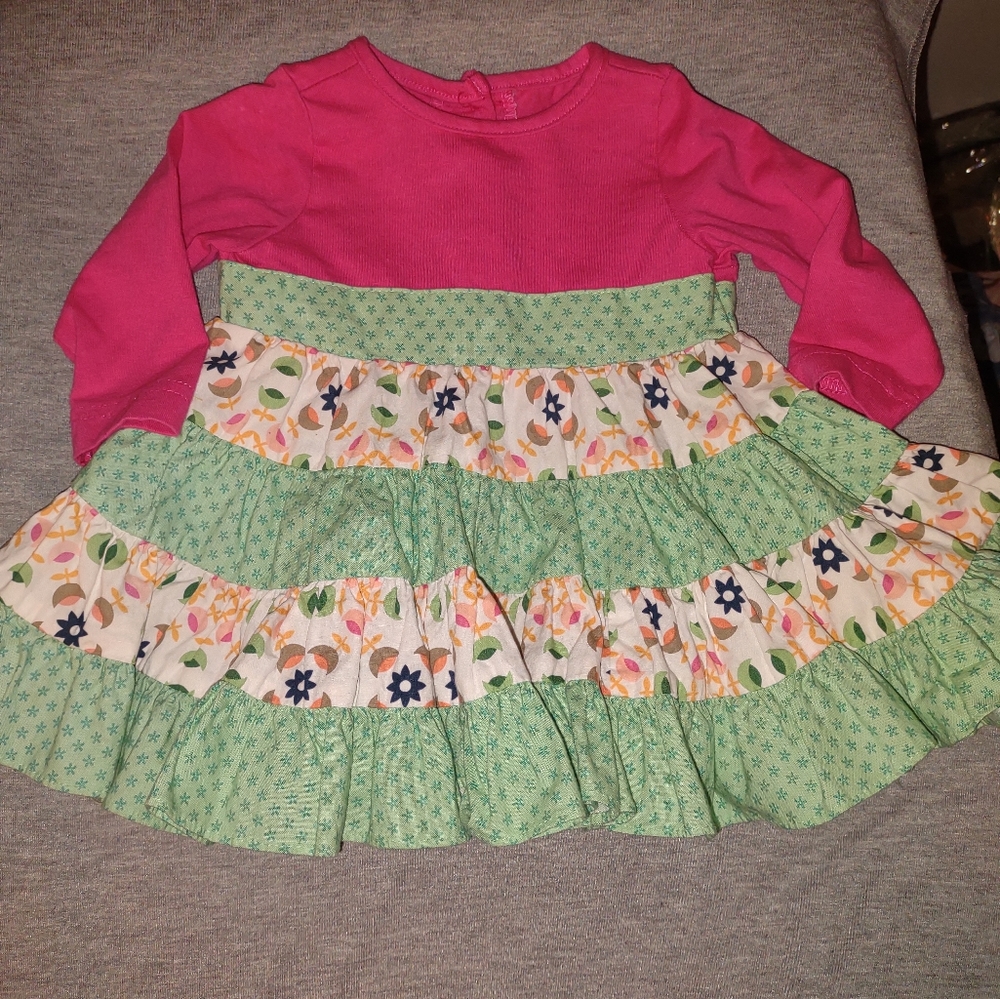Babygirl dress Ricrac&Ruffles multicolor sz 3-6 months. NWOT